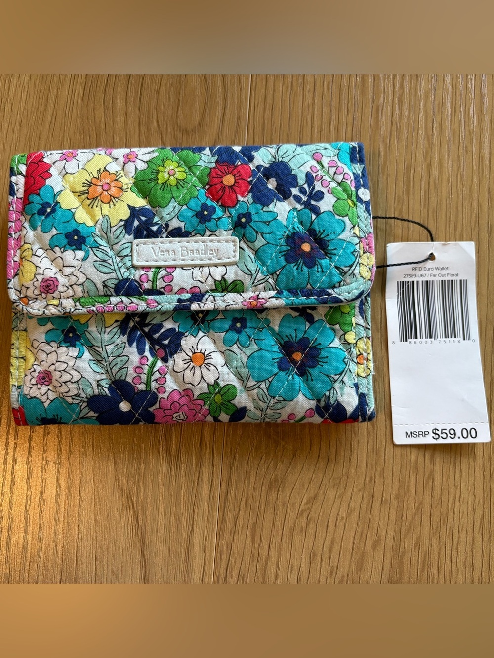 NWT Vera Bradley RFID Euro wallet in Far Out Floral